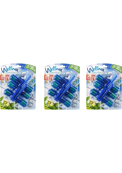 Wellnax Breeze Refresh Wc Klozet Blok Karışık Seri 3'lü Mavi Paket - Wc Klozet Bloğu Portakal Limon Okaliptus  3'lü Mavi Paket X3