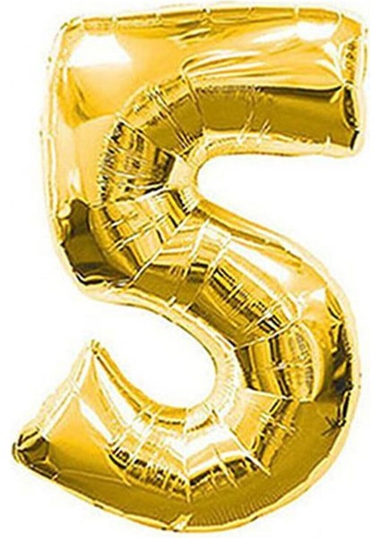 5 Yaş Rakam Folyo Balon 76 cm 32 Inç -Gold(Altın) Renk Folyo Balon