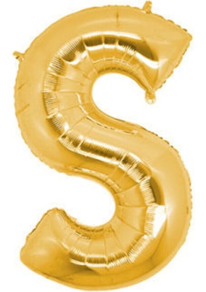S Harfi Altın (Gold) Renk Folyo Balon-40 Santim -Harf Isim Folyo Balon