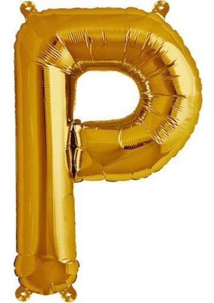 P Harfi Altın (Gold) Renk Folyo Balon-40 Santim -Harf Isim Folyo Balon