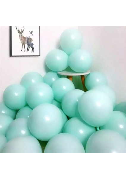 15 Adet Makaron Soft Mint Yeşili Renk Balon-Pastel-Soft Balon-Dogum Günü Parti Balonları