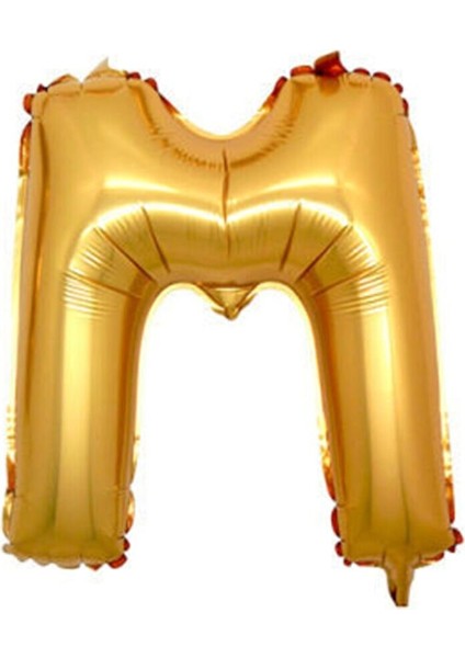 M Harfi Altın (Gold) Renk Folyo Balon-40 Santim -Harf Isim Folyo Balon