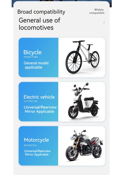 Bisiklet Motosiklet Dikiz Aynası Düşme Önleyici, Sarsıntı Önleyici Navigasyon Telefon Tutucu (Yurt Dışından)