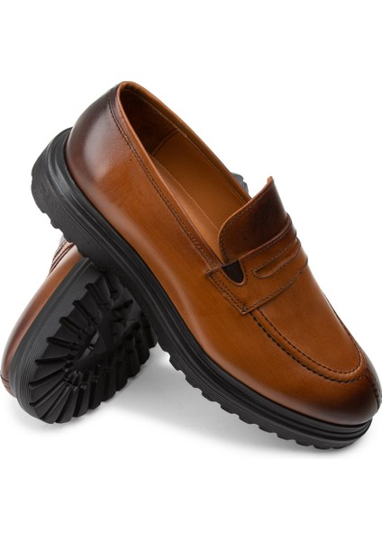 Hakiki Deri Taba Rengi Loafer Erkek Ayakkabı modelleri