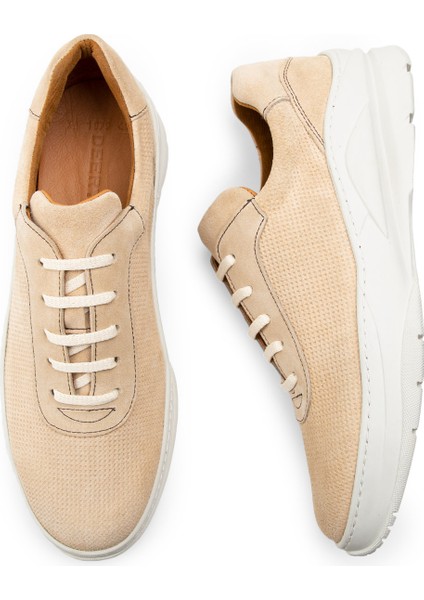 Hakiki Süet Bej Sneaker Erkek Ayakkabı fırsatları
