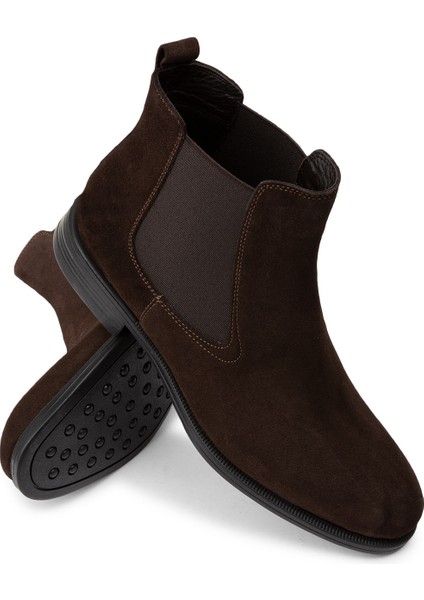 Hakiki Süet Kahverengi Erkek Chelsea Bot modelleri