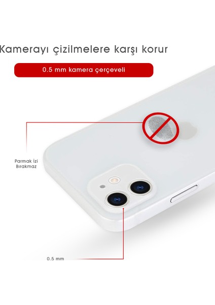 Iphone 12 Mat Kılıf, Pürüzsüz Sararmaz Ultra Ince