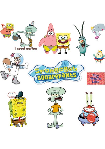 Spongebob Temalı 12'li Laptop/pc/tablet/telefon Sticker Set