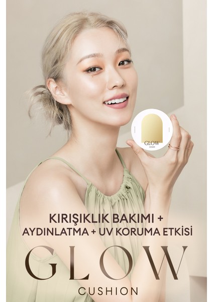 Işıltılı ve Cam Cilt Görünüm Sunan Hafif Dokulu Cushion SPF40++ Glow Cushion (No.21P)