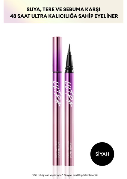 Su , Ter ve Yağa Dayanıklı , 48 Saate Kadar Kalıcı Eyeliner Ultra Powerproof Thin Pen Liner (Black)