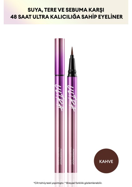 Su , Ter ve Yağlanmaya Dayanıklı , 48 Saate Kadar Kalıcı Ultra Powerproof Thin Pen Liner (Brown)