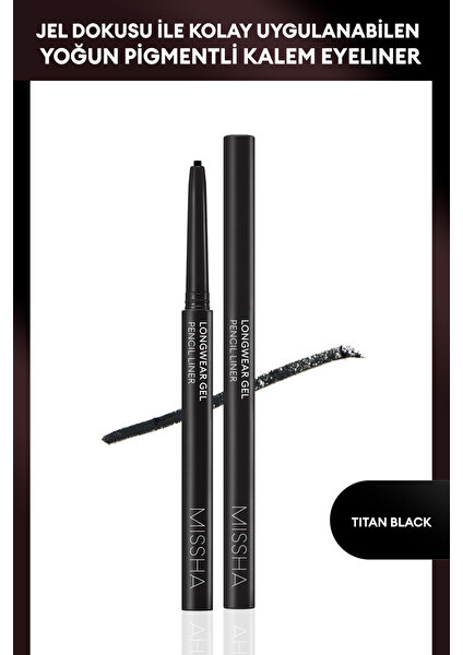 Pürüzsüz Uygulanan Jel Dokuda Kalem Eyeliner 0.14G Missha Longwear Gel Pencil Liner (Titan Black)