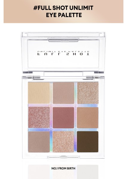 Yoğun Renk Pigmentli 9' Lu Far Paleti Full Shot Unlimit Eye Palette (No.1 From Birth)