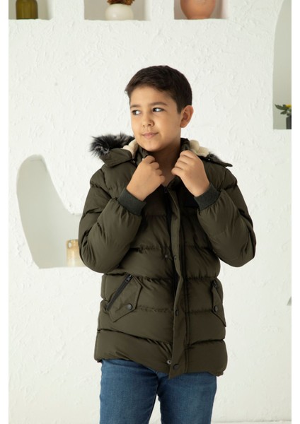 Kapşonlu Içi Yünlü Erkek Çocuk Şişme Mont indirimleri