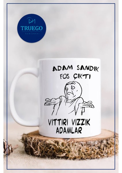 Baskılı Kupa Bardak Seramik Mug - Adam Sandık Fos Çıktı Vıttırı Vızzık Adamlar