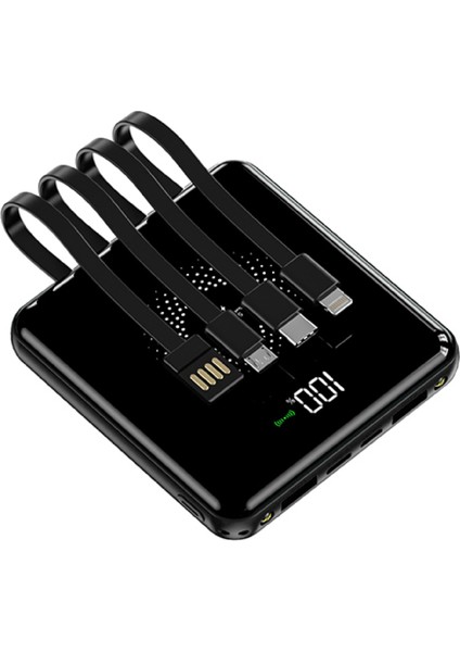 14000 Mah Dual USB Port LCD Ekran 3 Dahili Kablo Çift El Feneri Wireless Powerbank