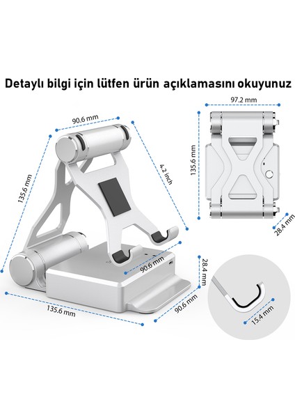 PH01 10.000 Mah Powerbank+2 Kademeli Masaüstü Ayarlanabilir Katlanabilir Tablet ve Telefon Tutucu Stant