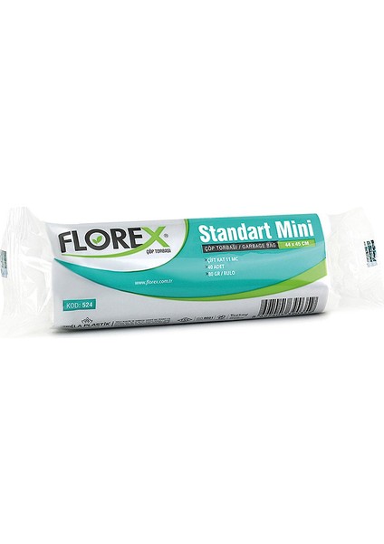 Florex 80 gr Standart Mini Çöp Torbası (44 x 45 Cm) Beyaz Çöp Poşeti 25 Rulo (25 x 40=1000 Adet)