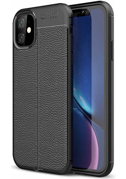 Apple iPhone 11 Kılıf Kamera Korumalı Deri Görünümlü Silikon Kapak