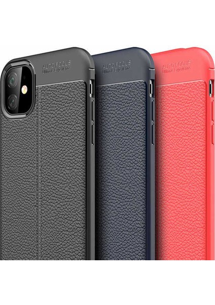 Apple iPhone 11 Kılıf Kamera Korumalı Deri Görünümlü Silikon Kapak