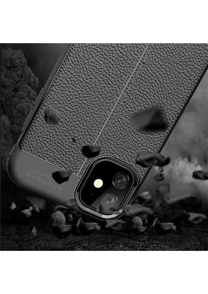 Apple iPhone 11 Kılıf Kamera Korumalı Deri Görünümlü Silikon Kapak