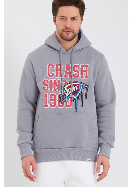 Amazing Crash  Kapüşonlu Kanguru Cepli Baskılı Sweatshirt