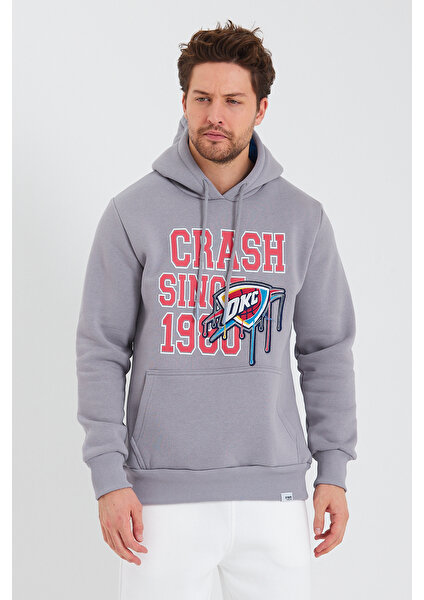 Amazing Crash  Kapüşonlu Kanguru Cepli Baskılı Sweatshirt