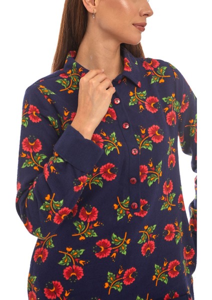 Pazen Lacivert Çiçek Desenli Cepli Elbise indirimleri