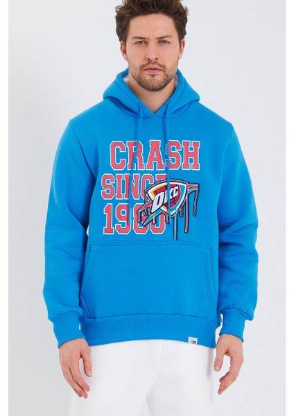 Amazing Crash  Kapüşonlu Kanguru Cepli Baskılı Sweatshirt