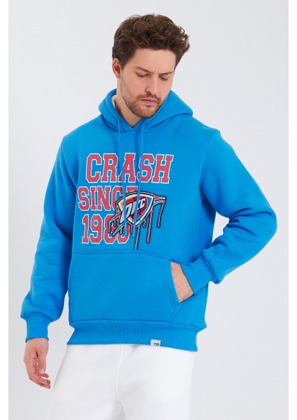 Amazing Crash  Kapüşonlu Kanguru Cepli Baskılı Sweatshirt