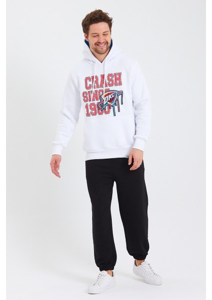 Amazing Crash  Kapüşonlu Kanguru Cepli Baskılı Sweatshirt