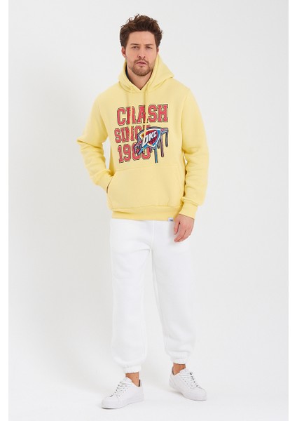 Amazing Crash  Kapüşonlu Kanguru Cepli Baskılı Sweatshirt