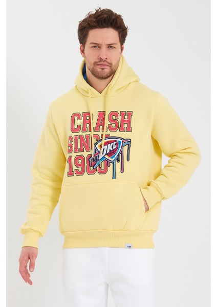 Amazing Crash  Kapüşonlu Kanguru Cepli Baskılı Sweatshirt