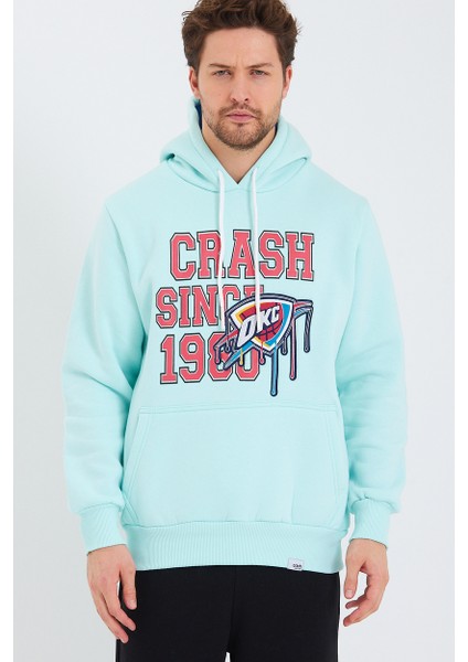 Amazing Crash  Kapüşonlu Kanguru Cepli Baskılı Sweatshirt