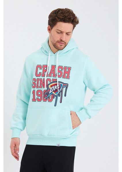 Amazing Crash  Kapüşonlu Kanguru Cepli Baskılı Sweatshirt