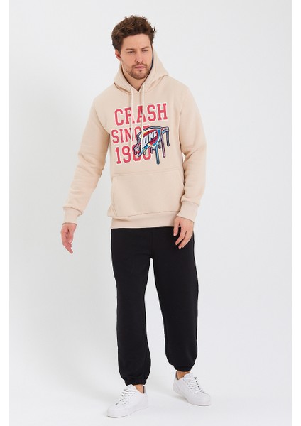 Amazing Crash  Kapüşonlu Kanguru Cepli Baskılı Sweatshirt