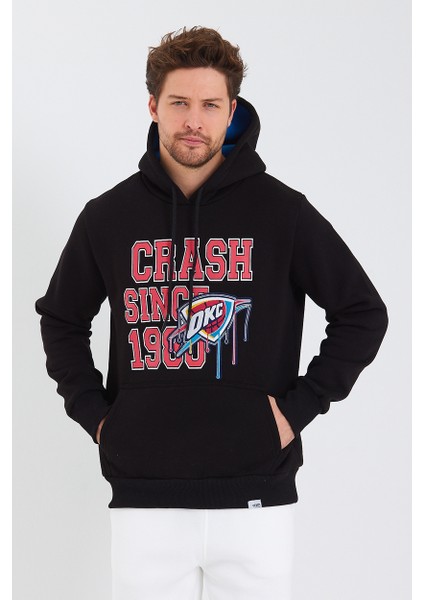 Amazing Crash  Kapüşonlu Kanguru Cepli Baskılı Sweatshirt