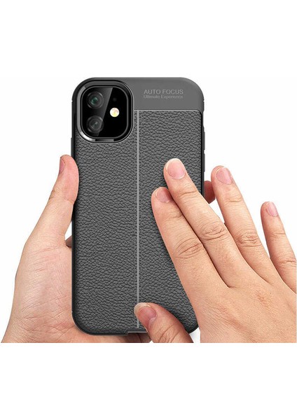 Apple iPhone 11 Kılıf Kamera Korumalı Deri Görünümlü Silikon Kapak