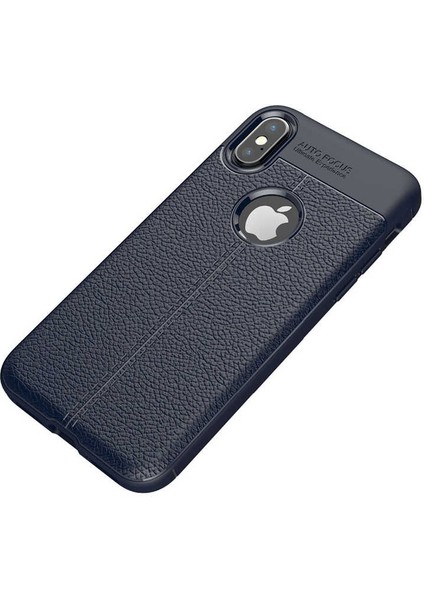 Apple iPhone Xs Max 6.5 Kılıf Kamera Korumalı Deri Görünümlü Silikon Kapak
