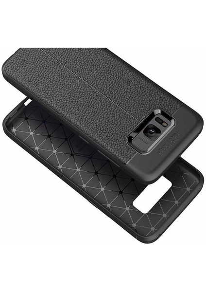 Galaxy S8 Plus Kılıf Kamera Korumalı Deri Görünümlü Silikon Kapak