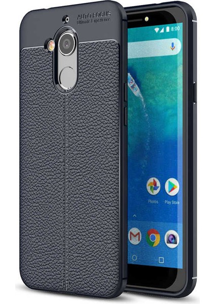 General Mobile 8 Go Kılıf Kamera Korumalı Deri Görünümlü Silikon Kapak