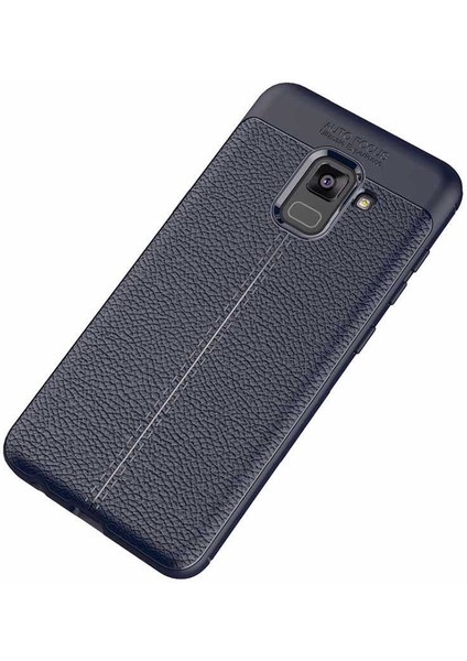 Galaxy A8 Plus 2018 Kılıf Kamera Korumalı Deri Görünümlü Silikon Kapak