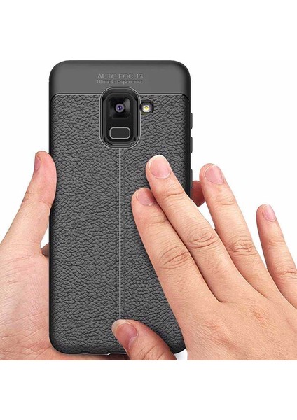 Galaxy A8 Plus 2018 Kılıf Kamera Korumalı Deri Görünümlü Silikon Kapak modelleri