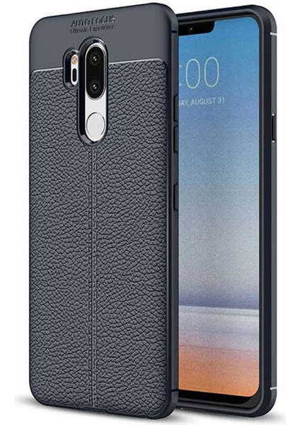Lg G7 Kılıf Kamera Korumalı Deri Görünümlü Silikon Kapak