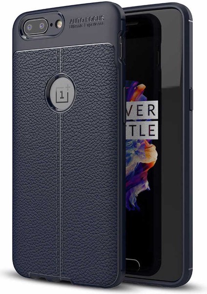 One Plus 5 Kılıf Kamera Korumalı Deri Görünümlü Silikon Kapak