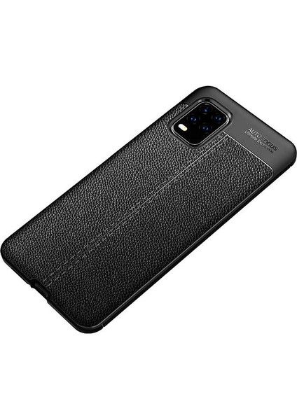 Xiaomi Mi 10 Lite Kılıf Kamera Korumalı Deri Görünümlü Silikon Kapak