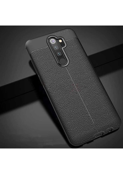 Xiaomi Redmi Note 8 Pro Kılıf Kamera Korumalı Deri Görünümlü Silikon Kapak