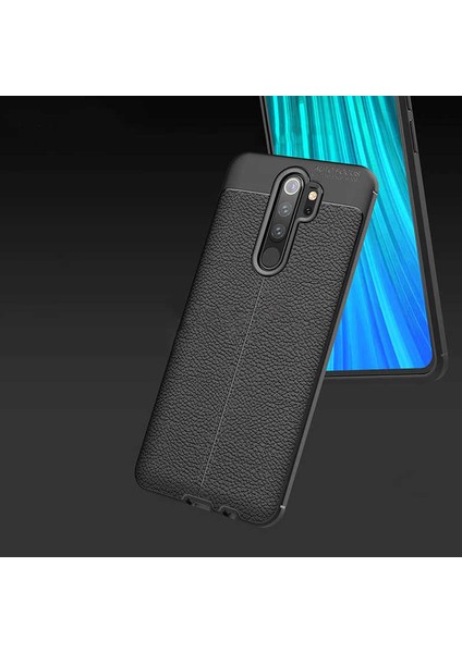 Xiaomi Redmi Note 8 Pro Kılıf Kamera Korumalı Deri Görünümlü Silikon Kapak