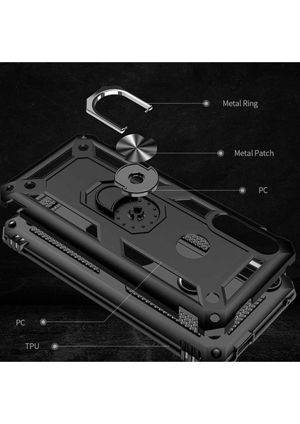 Huawei Y9 Prime 2019 Kılıf Metal Yüzüklü Tank Zırh Standlı Kılıf fiyatları
