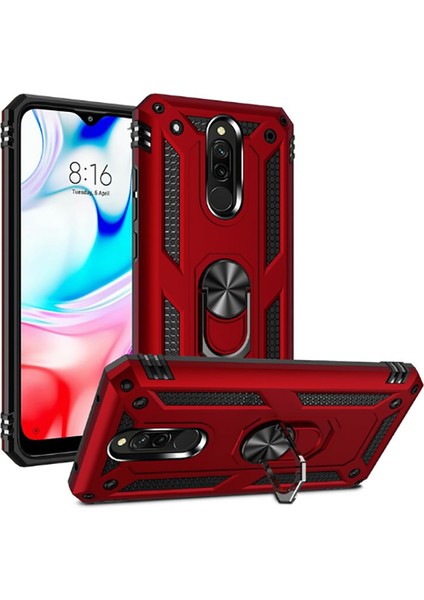 Xiaomi Redmi 8 Kılıf Metal Yüzüklü Tank Zırh Standlı Kılıf